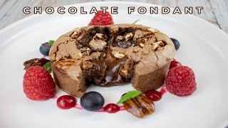 Best Chocolate Fondant With Caramelized Pecans and Raspberry Coulis [upl. by Einna]