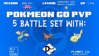 Pokémon GO PvP  Sunshine Cup Great League 5 Rounds Flygon S  Talonflame  Dunsparce [upl. by Nonek]