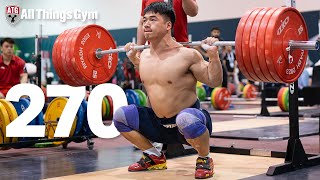 Tian Tao 270kg Pause Squat Gigachad 190kg Pow Clean [upl. by Yruj]