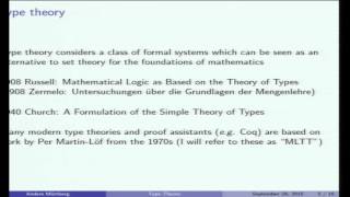 Type theory and formalization of mathematics  Anders Mörtberg [upl. by Loring586]