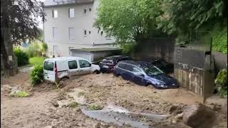 Heftiger Erdrutsch in Lindau am Bodensee durch starkes Hochwasser [upl. by Hortensia]