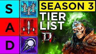 Diablo 4 Season 3 NECROMANCER Tier List [upl. by Eerol]