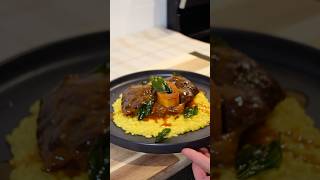 Osso Bucco with Saffron Risotto and Fried Basil Leaves shorts cooking [upl. by Ailedo]