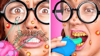 RELOOKING Extrême d’INTELLO 🤓 Comment devenir POPULAIRE Transformation esthétique avec des gadgets [upl. by Meluhs]