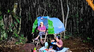 Camping hujan deras membuat shlater dari plastik beningcamping amp fishing [upl. by Lochner]