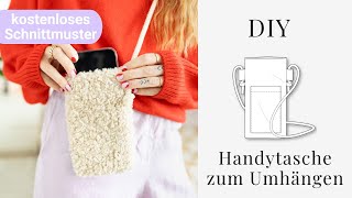 Handytasche zum Umhängen nähen KOSTENLOSES SCHNITTMUSTER  Nähidee für Stoffreste [upl. by Cathrin]