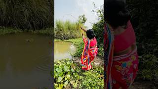 Village lady unique hook fishing in the mud water fishingtechniques hookfishing shorts fishing [upl. by Dallis885]