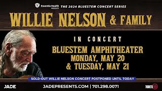 Soldout Willie Nelson concert postponed until Wednesday [upl. by Alehcim]