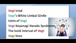 Ophthalmology Vogts Triad Glaukomflecken Vogt line Islets VKH syndrome koyanagi harada [upl. by Grand]