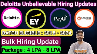 Deloitte New Hiring Started  EY OFF Campus Drive For 2024  2023  2022 Batch Hiring  Freshers [upl. by Neemsaj622]