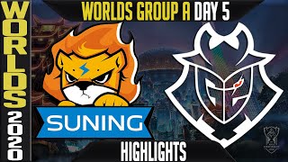 SN vs G2 Highlights  Worlds 2020 Group A Day 5  LoL World Championship  Suning vs G2 Esports [upl. by Litha]