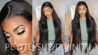 BEST 36quot NATURAL HAIRLINE 13X4 SILKY STRAIGHT LACE WIG ft Mega Look  PETITESUE DIVINITII [upl. by Sallyann]