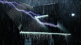 Rainy Night to Sleep Instantly  2 Hours of Heavy Rain amp Powerful Thunder Sounds  Black Noise Rain [upl. by Warfold]