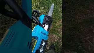 Ferrex battery powered chainsaw from Aldi upgraded with a 14 pitch sprocket shorts [upl. by Ahsilahs]