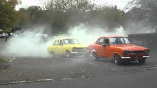 Ford Escorts MK1amp2 leaving box hill with burnout [upl. by Aliac]