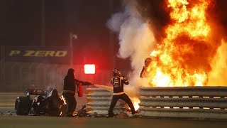 Romain Grosjeans crash at Bahrain  Skyfall edit [upl. by Godred]