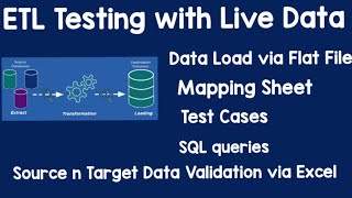 ETL testing End to End Process with Live Data  Flat File  Mapping Sheet Test Case Excel Validatn [upl. by Anevad]