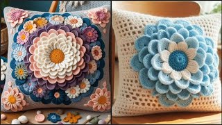 Romantic Crochet Flower Pillow Covers with Delicate Embroidery TrendsampStyle2024 [upl. by Puttergill]