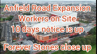 Anfield Road Expansion Monday 28th August workers on site  forever stones close up  Liverpool fc [upl. by Clea]