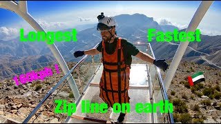 Flying worlds longest fastest zip line in Ras al Khaimah UAE [upl. by Artaed]