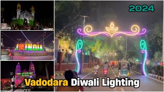 VADODARA DIWALI FESTIVAL CITY LIGHTING 2024  vadodara diwali lighting fastival youtube [upl. by Mehs]