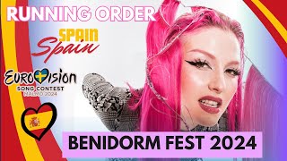 🚨🇪🇦 OFFICIAL Orden de Actuación Benidorm Fest 2024 Semifinal Running Order Spain Eurovision 2024 [upl. by Nnylsia938]