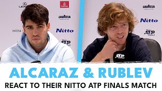 Carlos Alcaraz amp Andrey Rublev React To Nitto ATP Finals Encounter 🗣 [upl. by Yadnil]