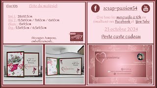 Live 106 Porte carte cadeau  StampinUp [upl. by Halimaj]