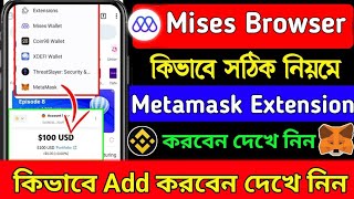 Metamask Extension In mises kiwi browser  How to add metamask mises browser Tutorial 2024💯 [upl. by Pillihpnhoj]