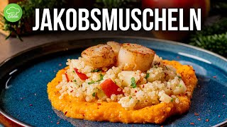 Einfache GourmetKüche Gebratene Jakobsmuscheln auf Kürbispüree 🥰 [upl. by Scales]