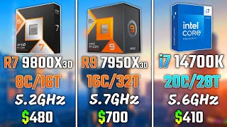 RYZEN 7 9800X3D vs RYZEN 9 7950X3D vs INTEL i714700K  Test in 6 Games [upl. by Paolina]