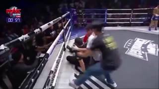 Muay Thai fighter knocks out his opponent and referee [upl. by Ahtnams]