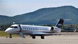 StewartHaas Racing Bombardier CRJ200LR N141SH Takeoff  Roanoke Regional Airport [upl. by Urba319]