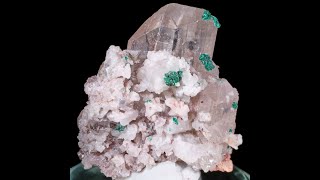 Cerussite Crystal with Malachite and Wulfenite Tsumeb Mine Namibia [upl. by Jodee]