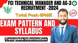 FCI TECHNICAL MANAGER AND AG3 RECRUITMENT 2024COMPLETE INFORMATION OF SYLLABUSBY RAJ YADAV SIR [upl. by Nurse]