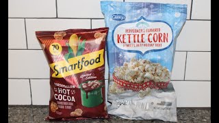 Popcorn Smartfood Marshmallow Hot Cocoa amp Clancy’s Aldi Peppermint Kettle Corn Review [upl. by Ailama]