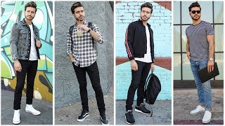 4 Easy Mens Outfits for School  BACK TO SCHOOL Lookbook  Alex Costa [upl. by Fraser]