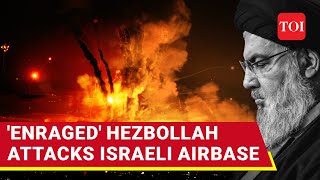 Hezbollah Hits Israeli Air Force Base Big Attack After Hassan Nasrallahs Killing [upl. by Anibur]