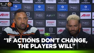 Disappointed Benji reacts to monster loss against Dragons  Tigers Press Conference  Fox League [upl. by Cyrano]