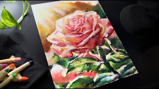 ASMR 🌹 Rose Drawing with Pastels  Calming Sounds  No Talking [upl. by Yetsirhc]