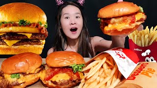 BEST CHEESEBURGER IN AMERICA Jollibee Deluxe Double Cheeseburger amp Aloha Burger Mukbang w ASMR [upl. by Adnal]