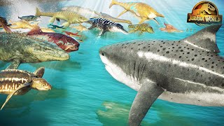 MEGALODON VS ALL AQUATICS IN JURASSIC WORLD 2 BATTLE ROYALE [upl. by Allin794]