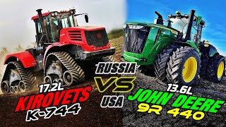 Kirovets K744 Vs DEERE 9R 440  Russia Vs USA on around 430 Hp Level  Which comes Stronger [upl. by Quennie713]