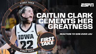 CAITLIN CLARK CEMENTS WHAT GREATNESS IS  Stephen A puts EMPHASIS on Iowas win  First Take [upl. by Ennyletak]