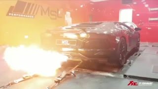 Lamborghini Aventador with Fi Exhaust  Huge flames [upl. by Madelle]