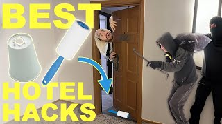 Testing THE BEST Hotel Room Hacks And Tips 💜🖤 The Welsh Twins [upl. by Yelnik]