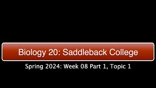 Saddleback Spring 2024 Biol 20  Week 8 Part 1 Topic 1 [upl. by Kcirederf]