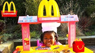 MCDONALDS DRIVE THRU Pretend Play With Toys AndFun Sisters  Funny Video For Children [upl. by Hgielrebma]