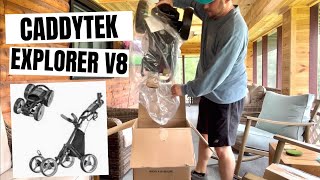 Ultimate CaddyTek V8 Explorer Golf Push Cart UNBOXING amp Setup Guide [upl. by Pinter30]