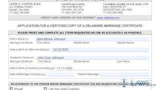 Instruction To Fill Application For A Certified Copy Of A Delaware Marriage Certificate [upl. by Aneez]